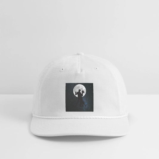 Silhouetted Couple Under Full Moon