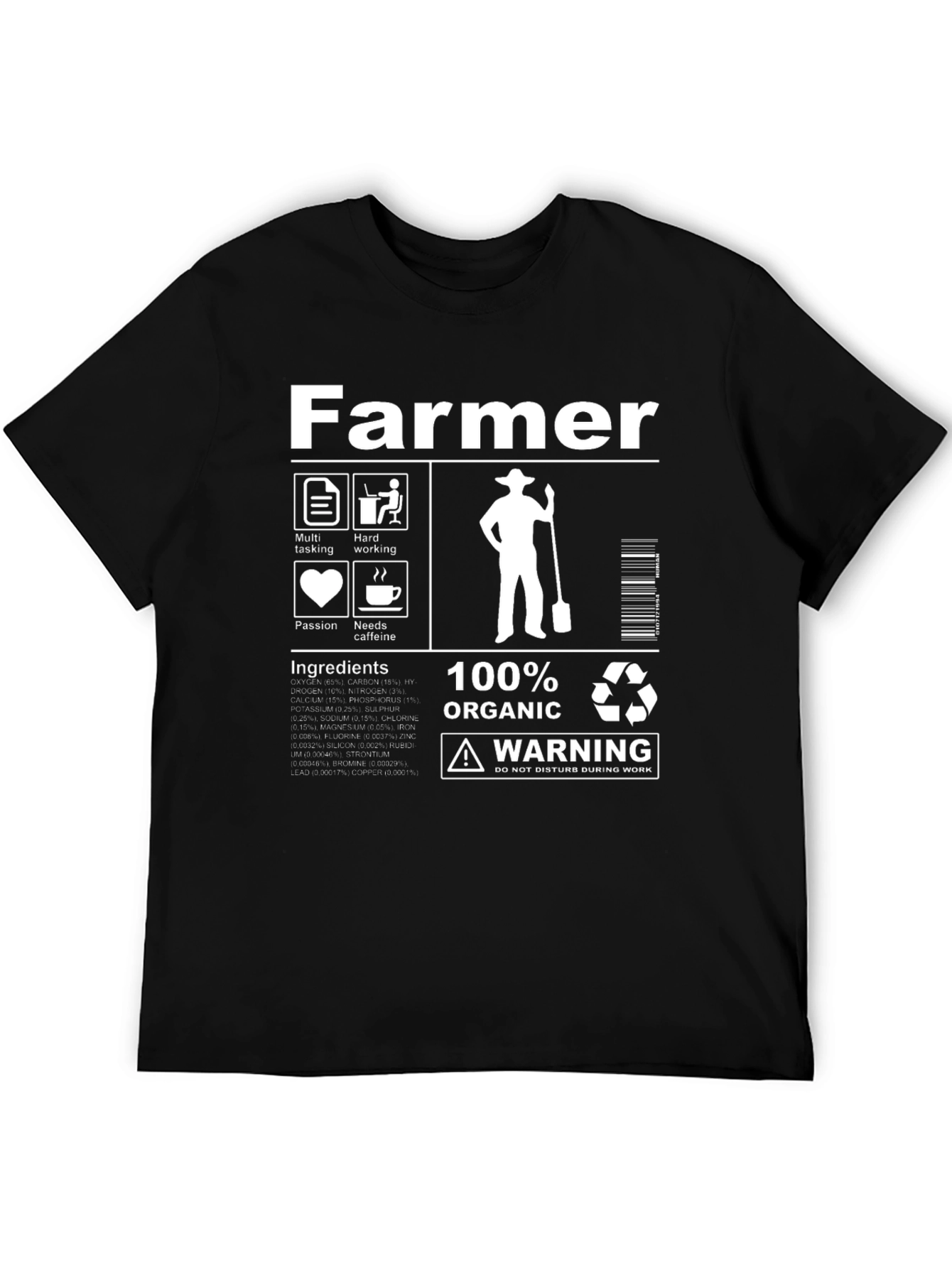 Farmer T-Shirt - 100% Organic Hard Working