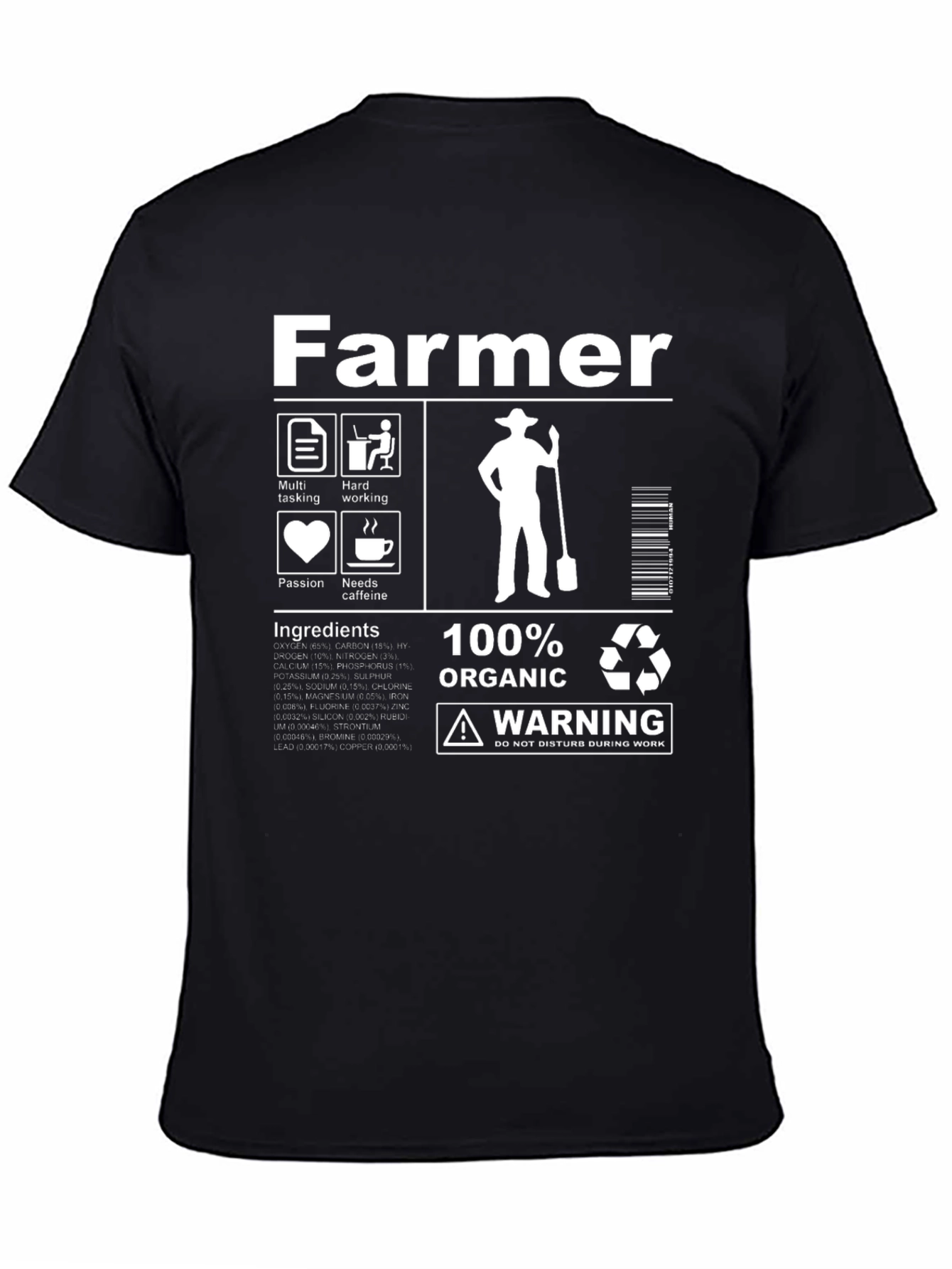 Farmer T-Shirt - 100% Organic Hard Working