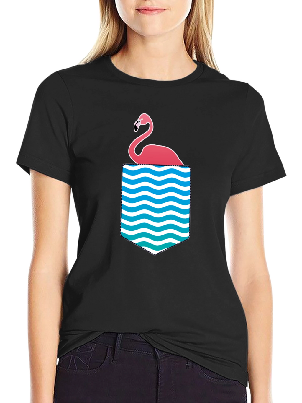 Flamingo Pocket Graphic Tee - Tropical Summer Vibes