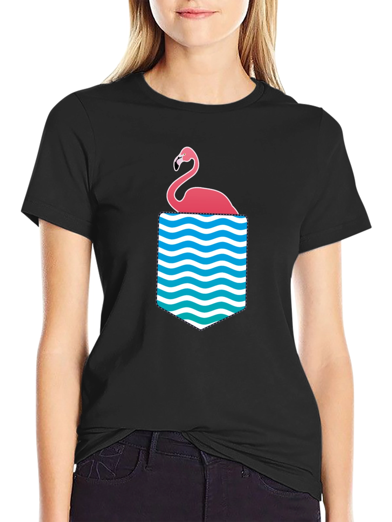 Flamingo Pocket Graphic Tee - Tropical Summer Vibes