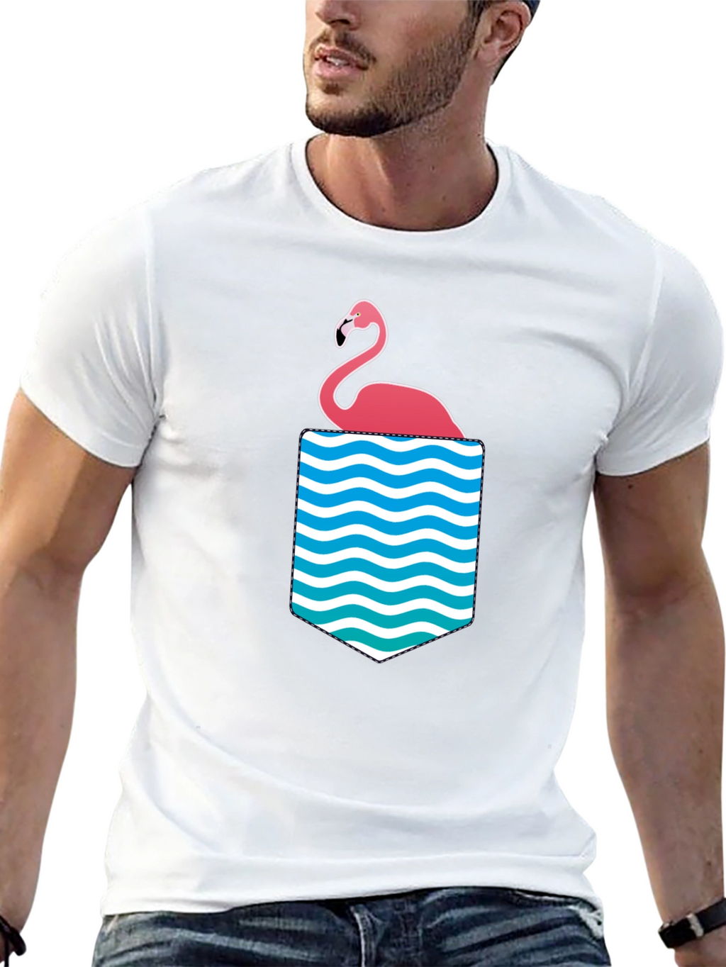 Flamingo Pocket Graphic Tee - Tropical Summer Vibes