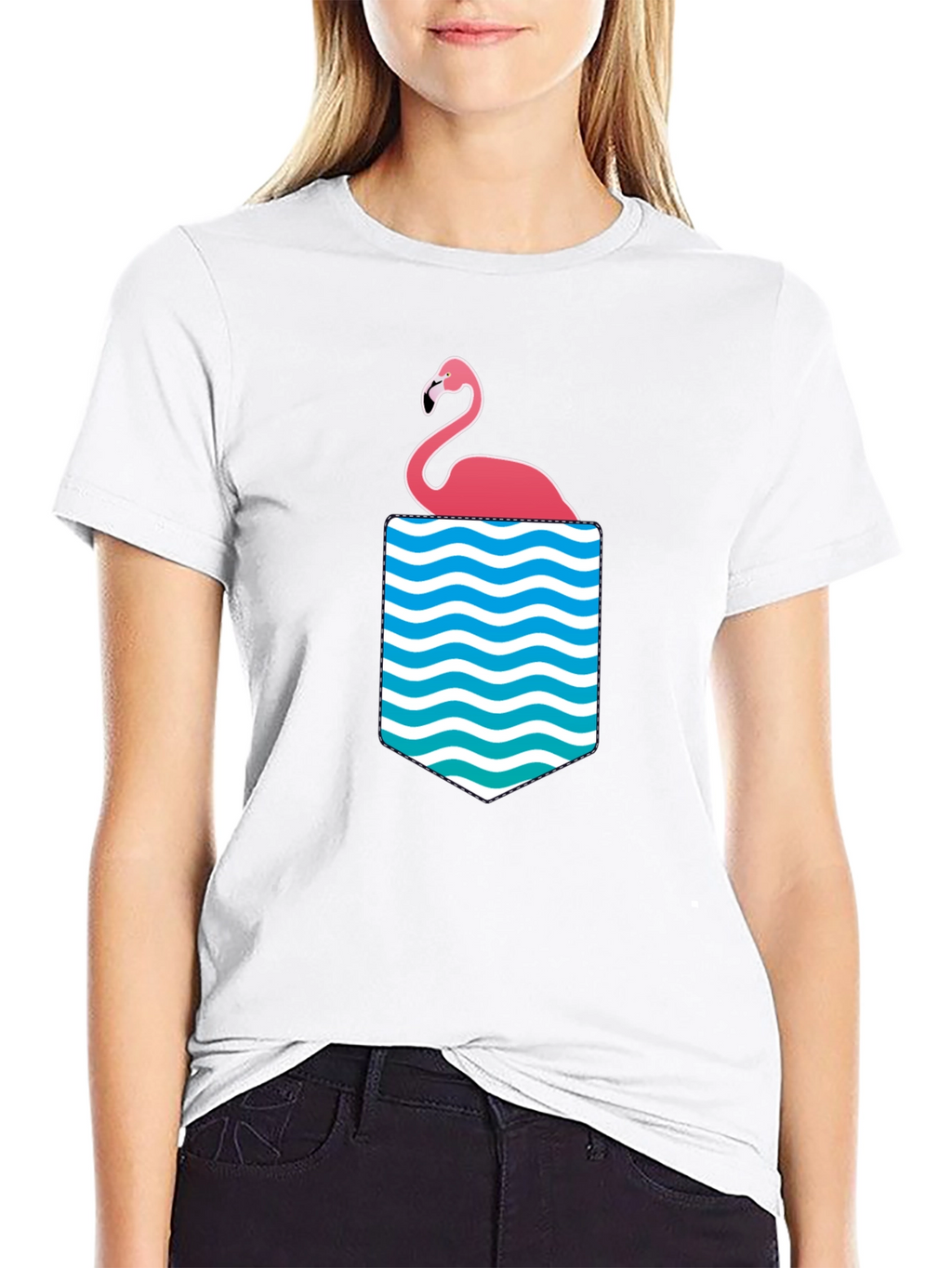 Flamingo Pocket Graphic Tee - Tropical Summer Vibes
