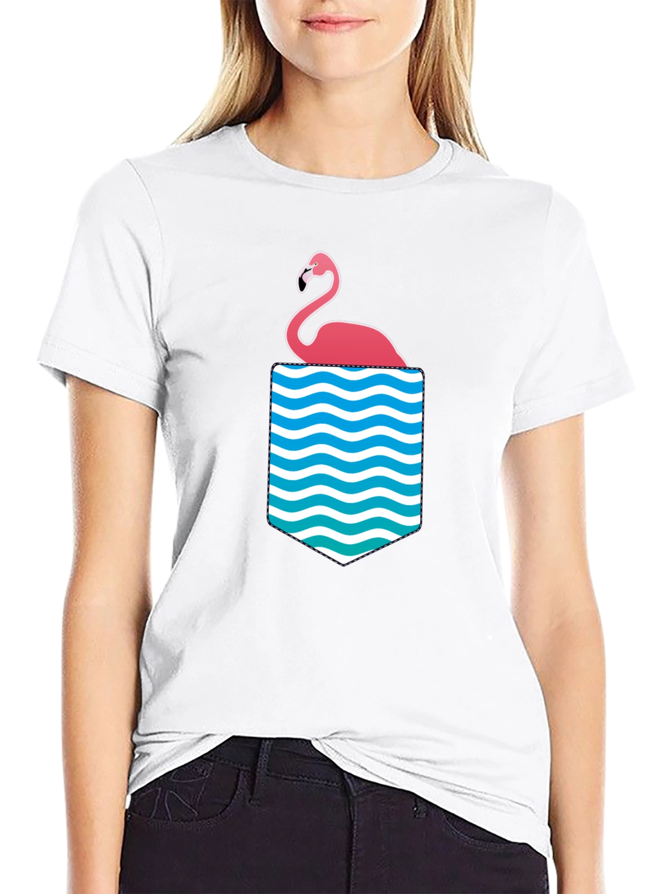 Flamingo Pocket Graphic Tee - Tropical Summer Vibes