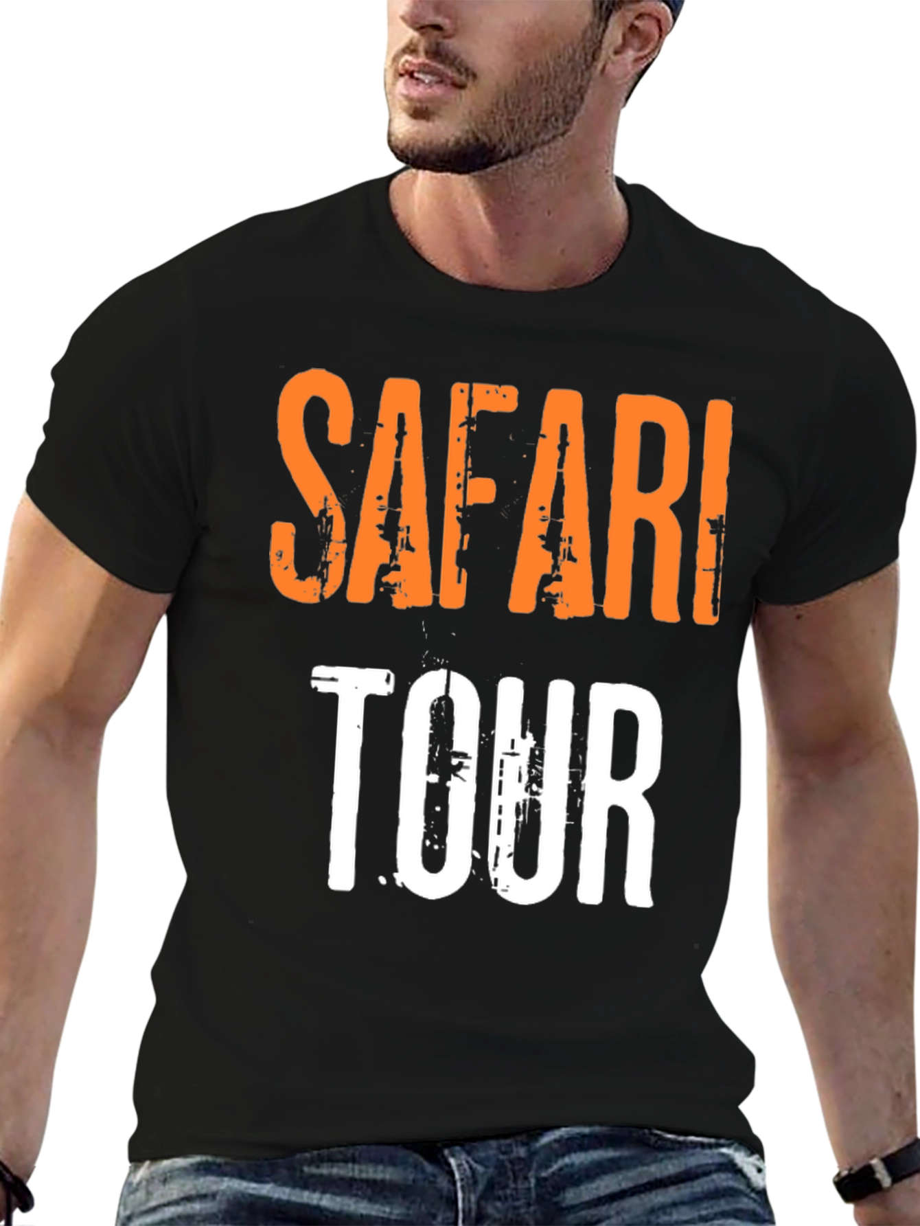 Safari Tour Graphic T-Shirt - Casual Short Sleeve Tee