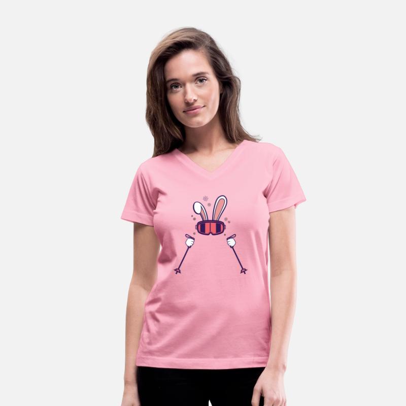 Skiing Rabbit with Ski Poles and Ski Goggles Easte
