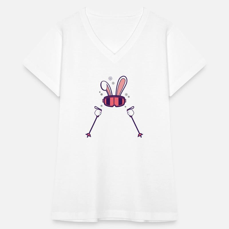 Skiing Rabbit with Ski Poles and Ski Goggles Easte