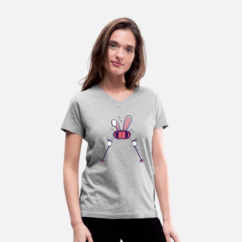 Skiing Rabbit with Ski Poles and Ski Goggles Easte