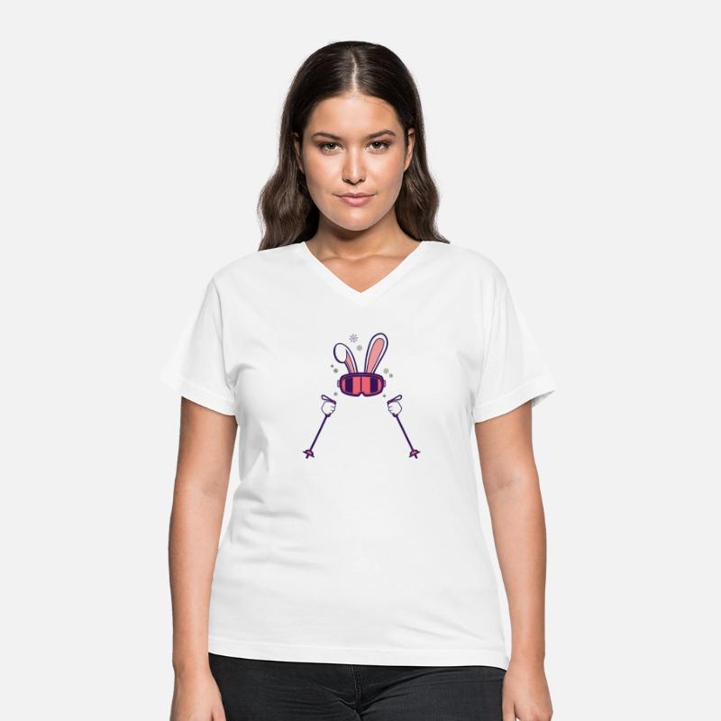 Skiing Rabbit with Ski Poles and Ski Goggles Easte