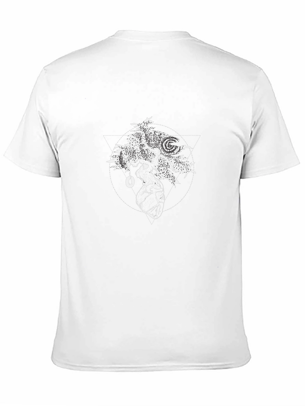 Geometric Tree Heart Graphic Black T-Shirt