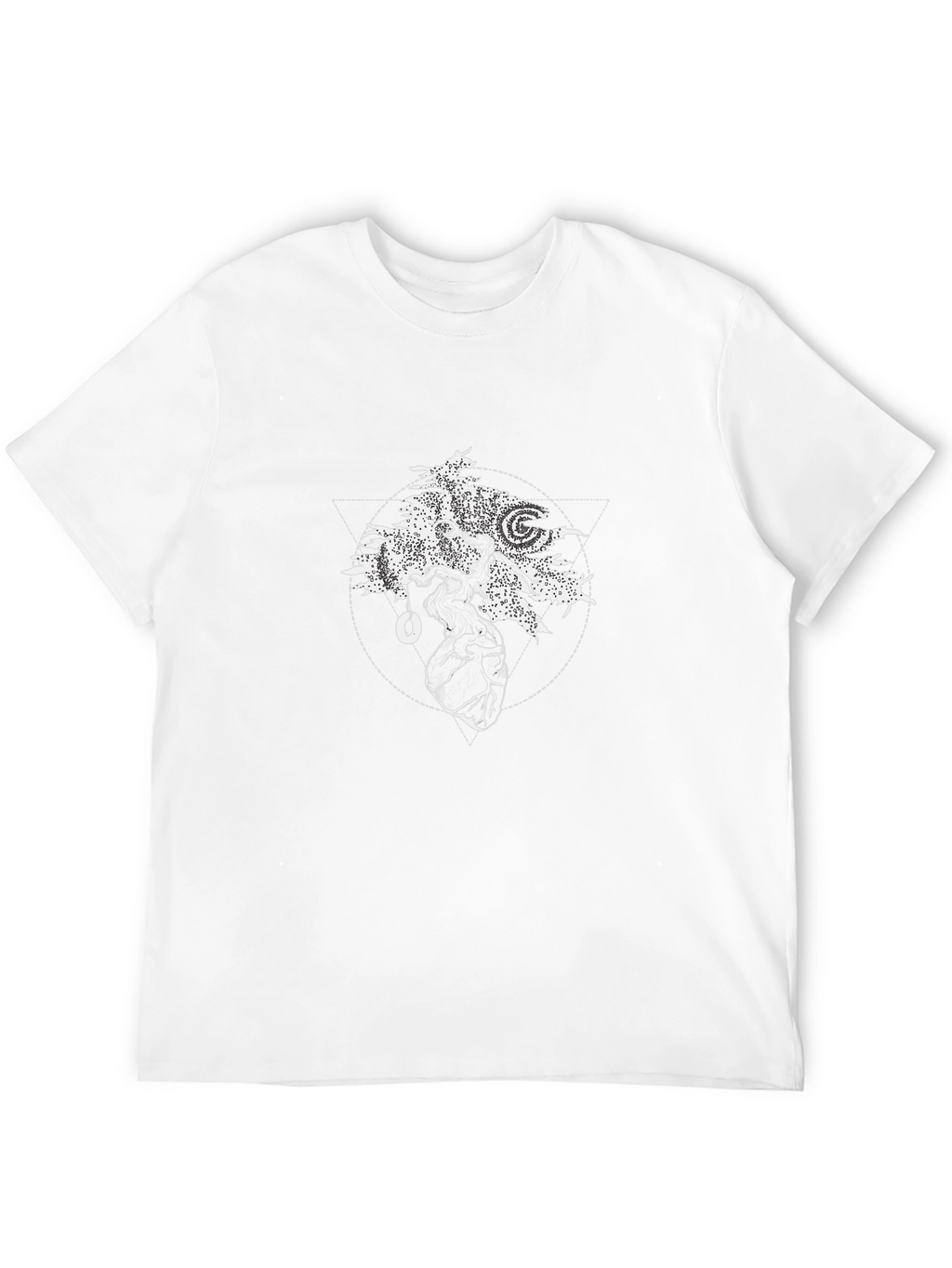 Geometric Tree Heart Graphic Black T-Shirt