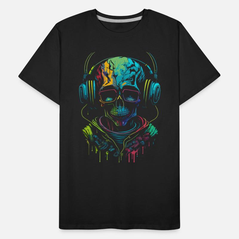 Skull with Headphone Synthwave
