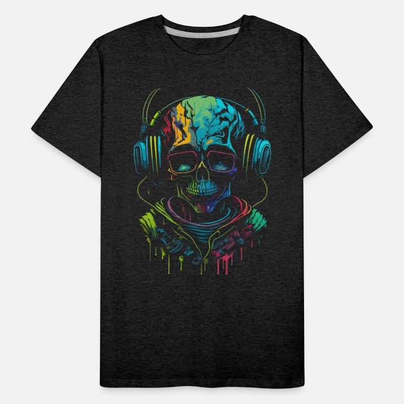 Skull with Headphone Synthwave