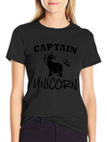 Captain Unicorn Black T-Shirt