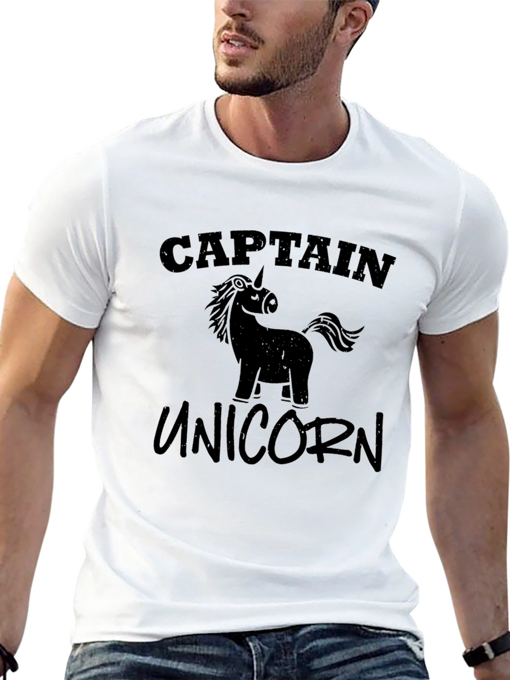 Captain Unicorn Black T-Shirt