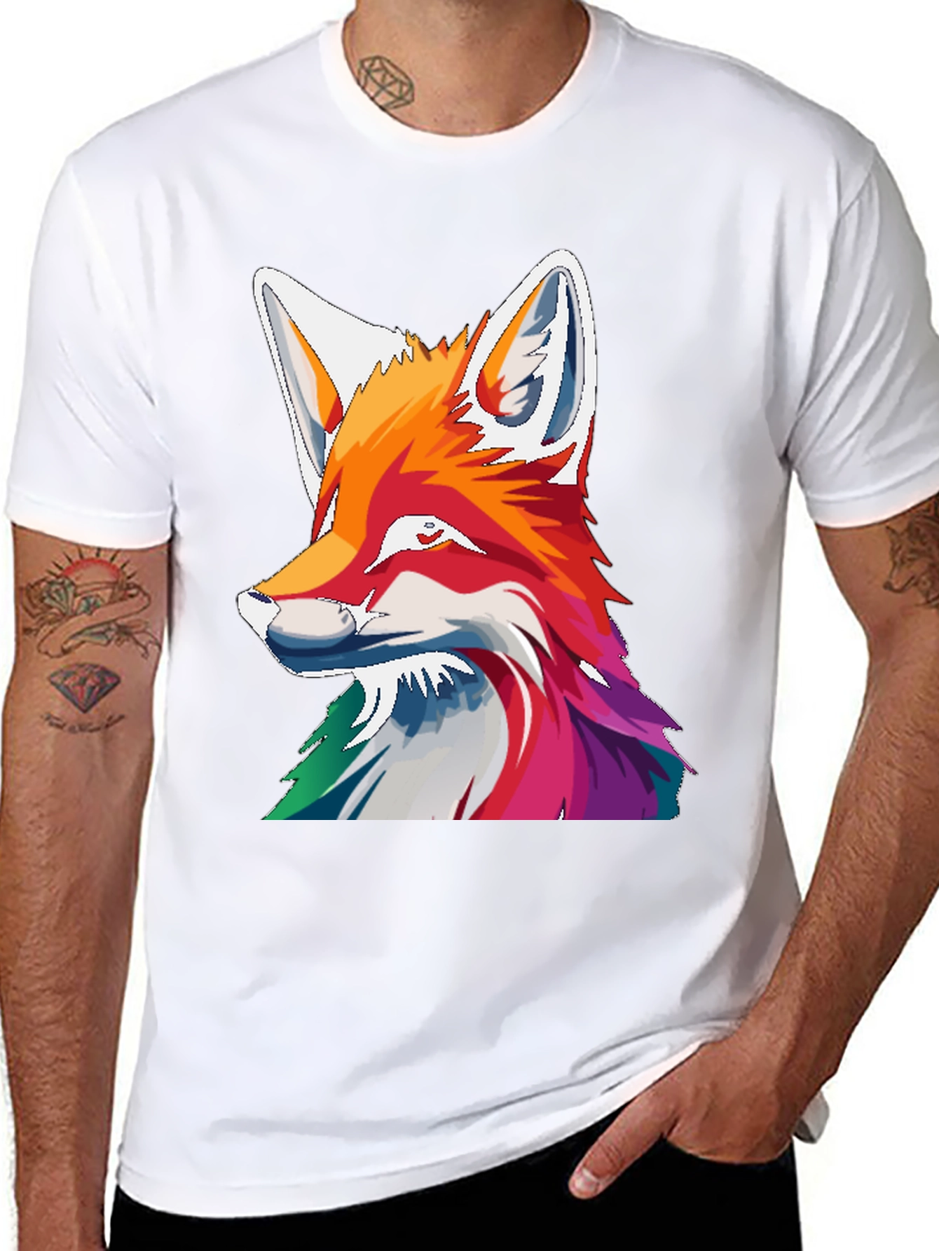 Fox Graphic Tee - Colorful Animal Print Shirt