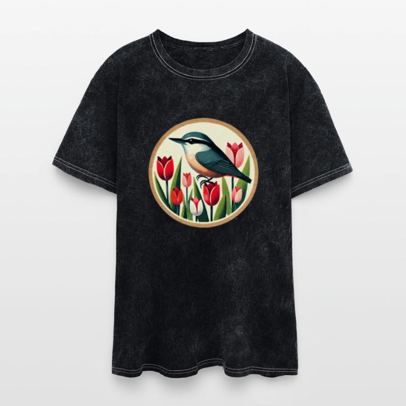 Spring Nuthatch & Tulips