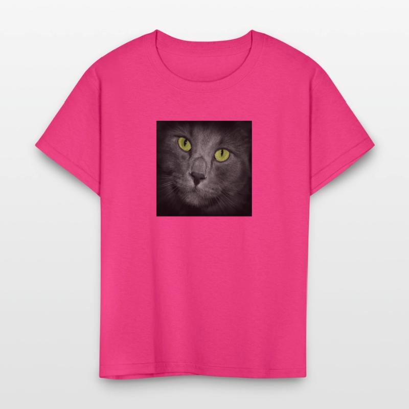 Square Gray Cat's Face Close Up Green Eyes Looking