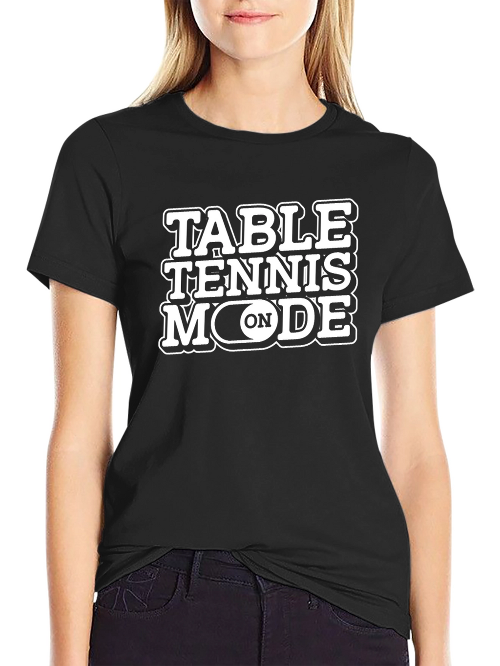 Table Tennis Mode On Black T-Shirt