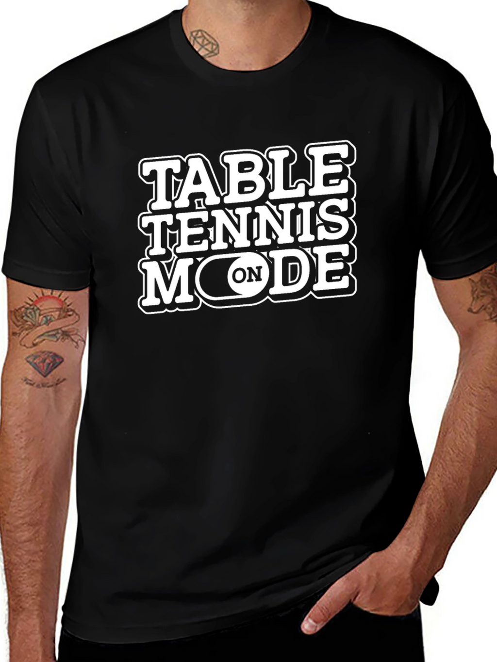 Table Tennis Mode On Black T-Shirt