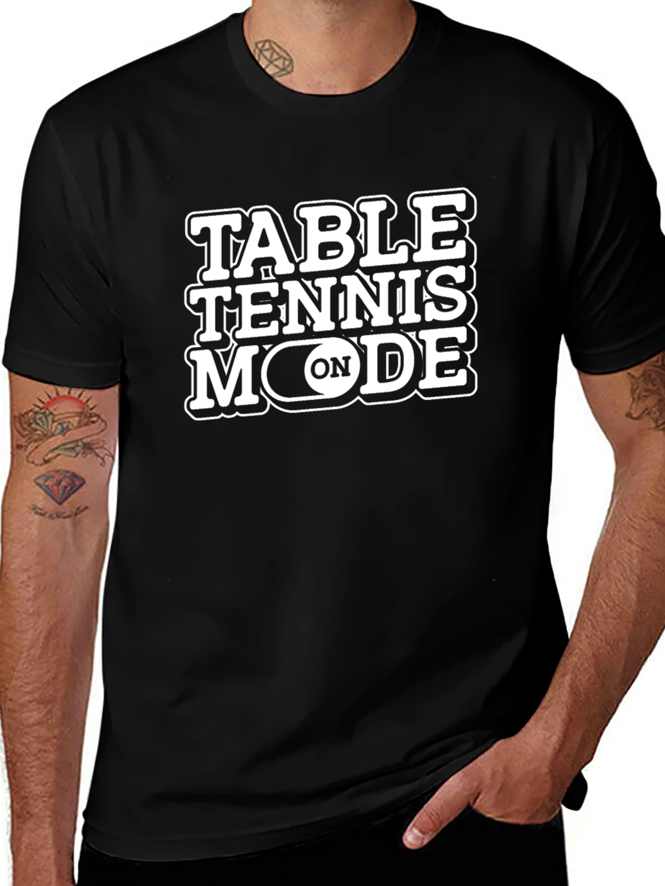 Table Tennis Mode On Black T-Shirt