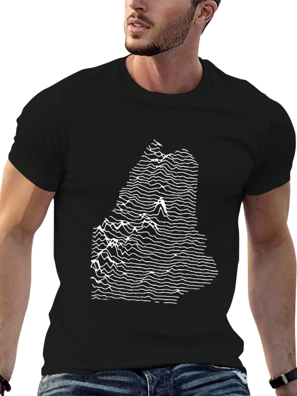 Abstract Maine State Graphic Tee - Black