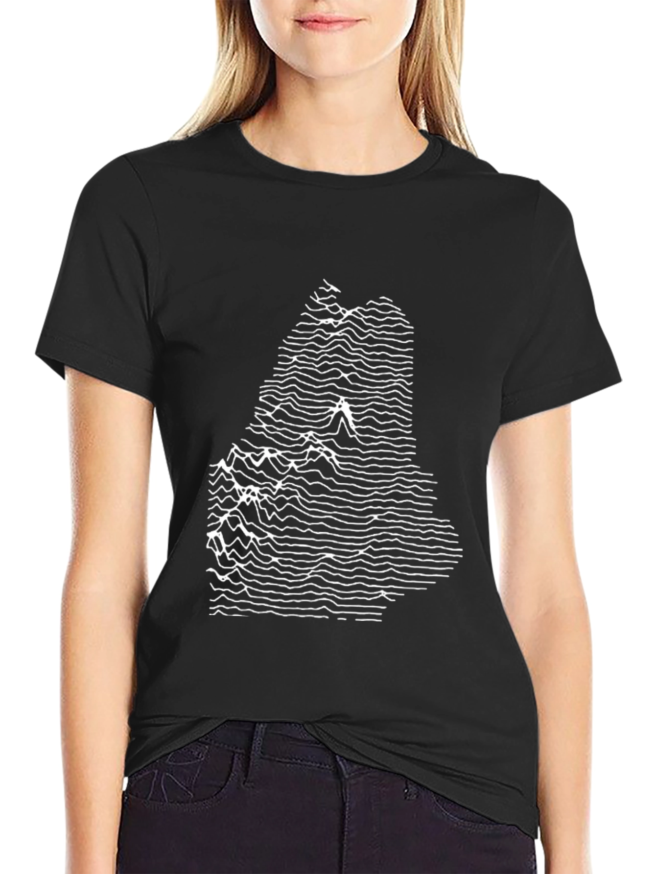 Abstract Maine State Graphic Tee - Black