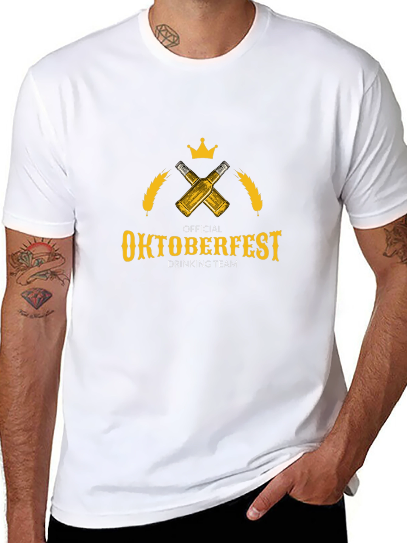 Oktoberfest Drinking Team T-Shirt - Beer & Crown Design