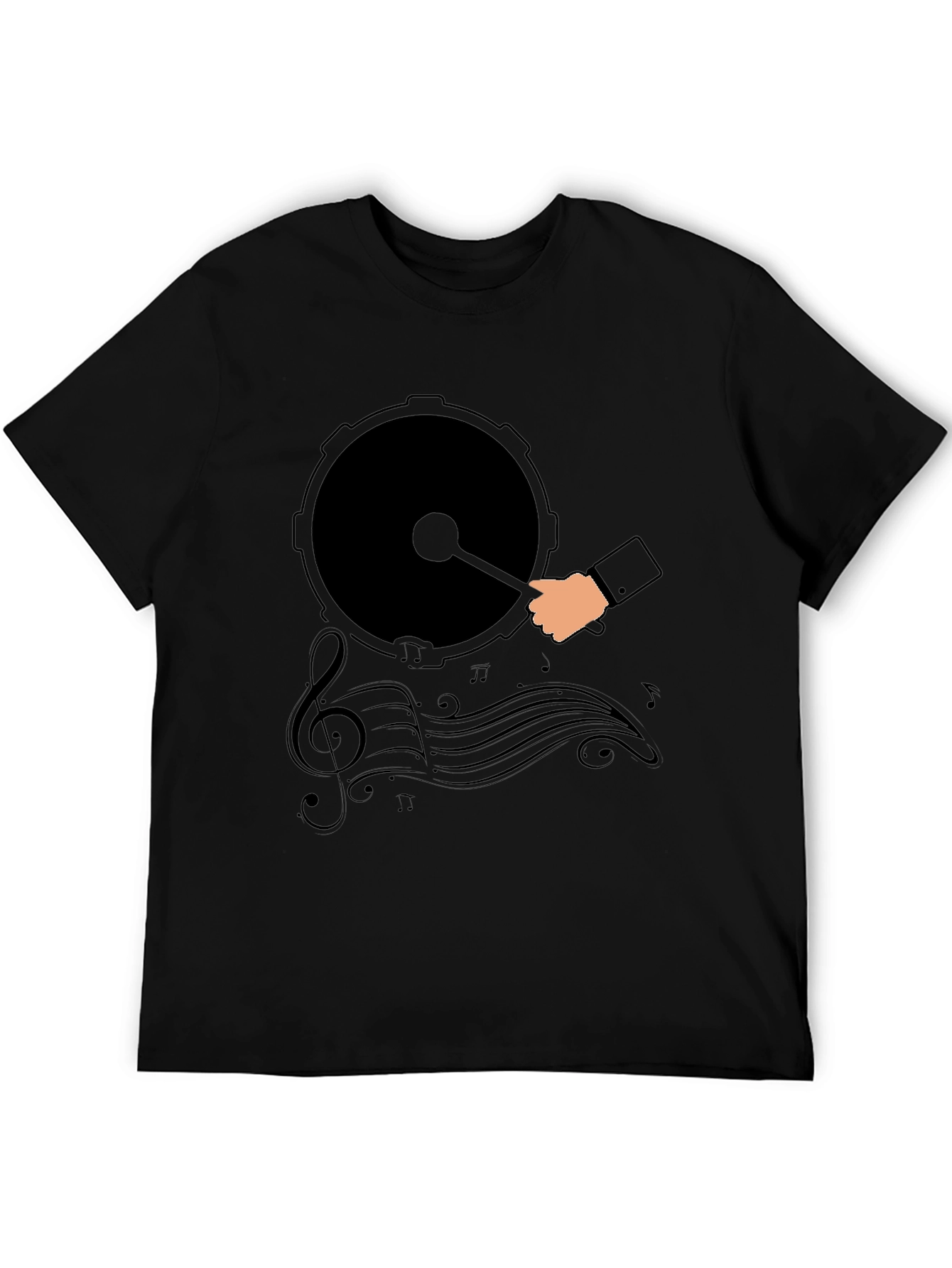 Drum and Music Graphic Tee - Black