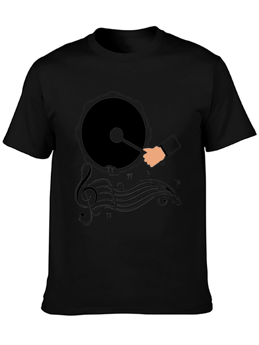 Drum and Music Graphic Tee - Black