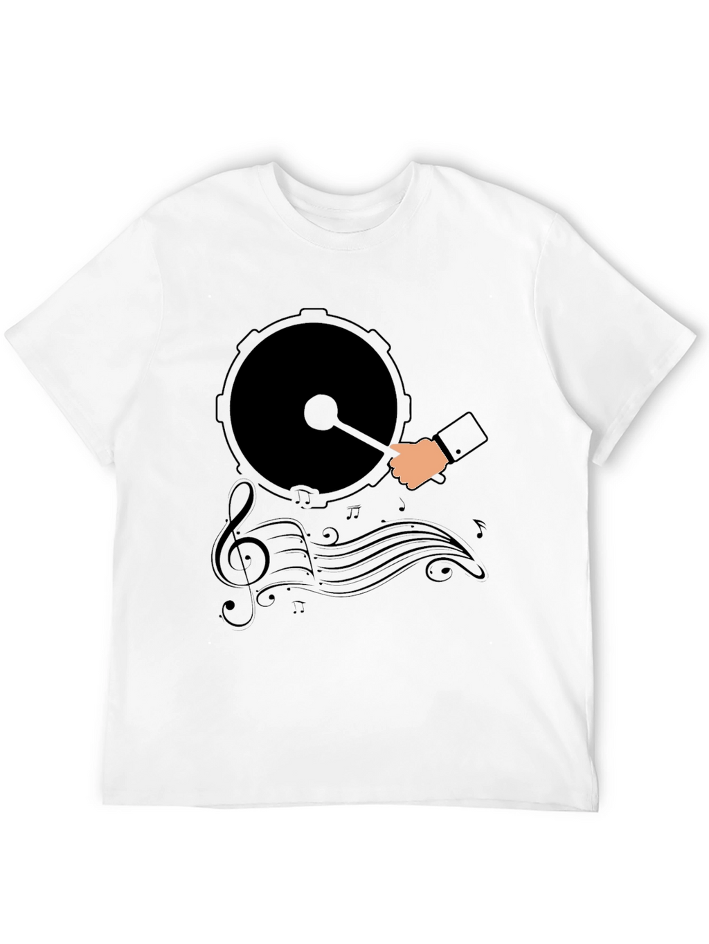 Drum and Music Graphic Tee - Black