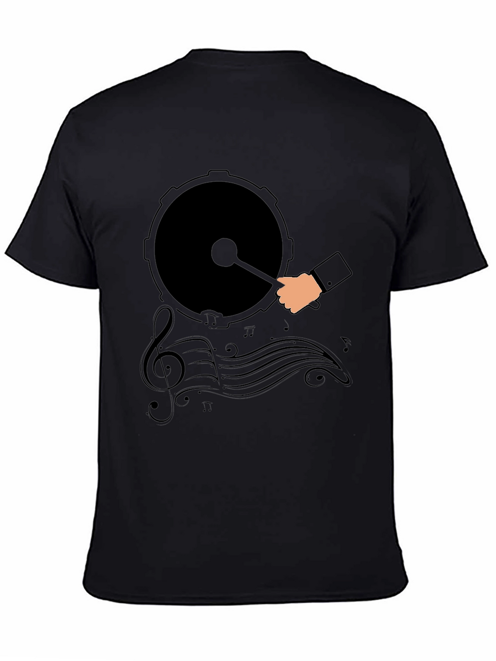 Drum and Music Graphic Tee - Black