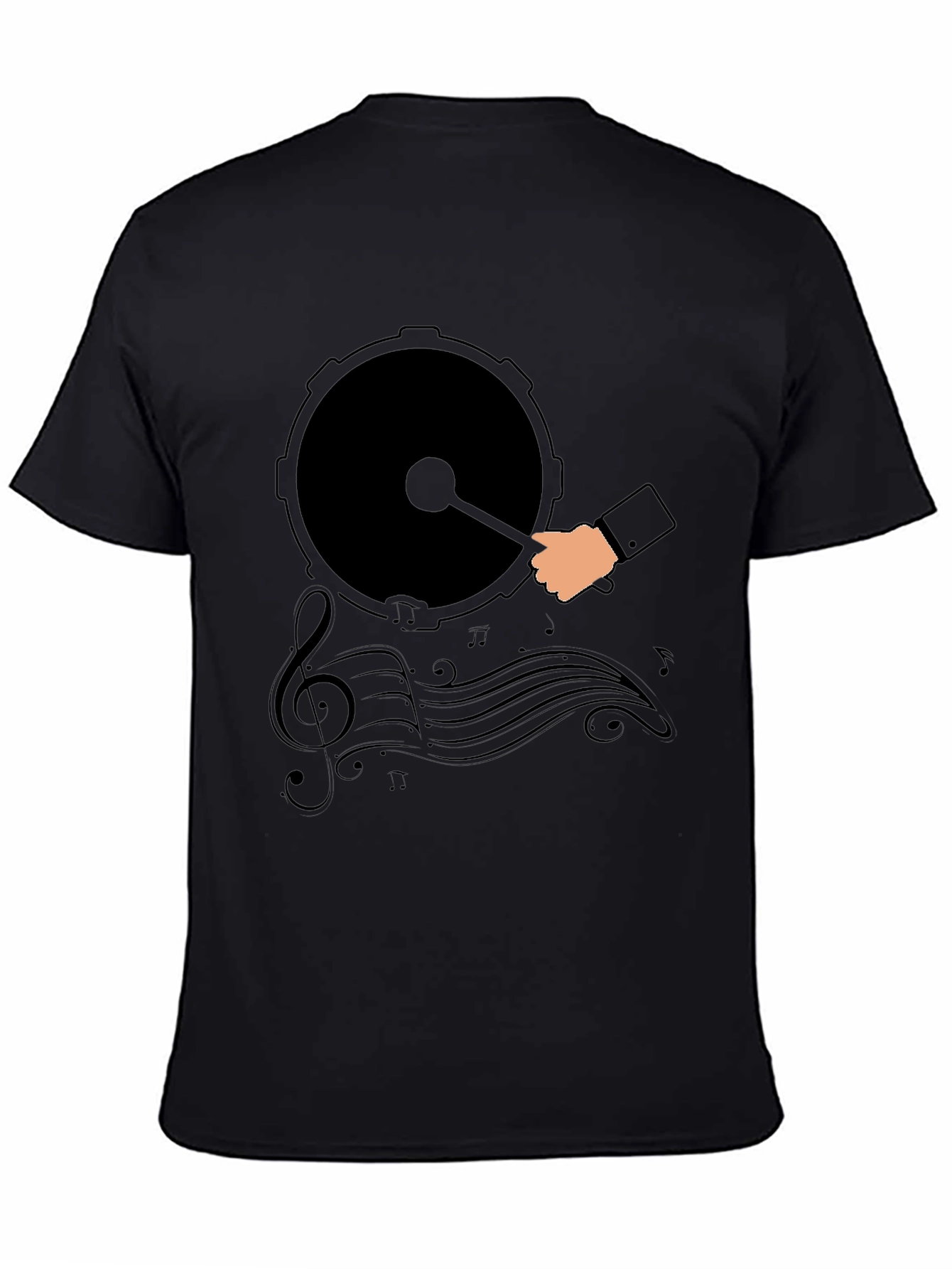 Drum and Music Graphic Tee - Black