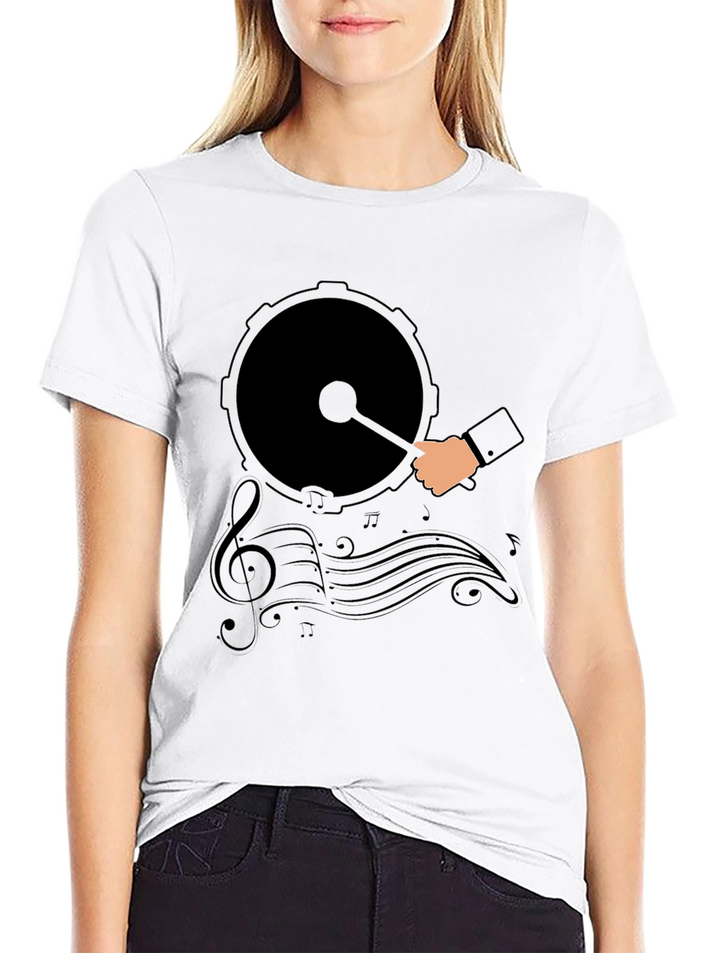 Drum and Music Graphic Tee - Black