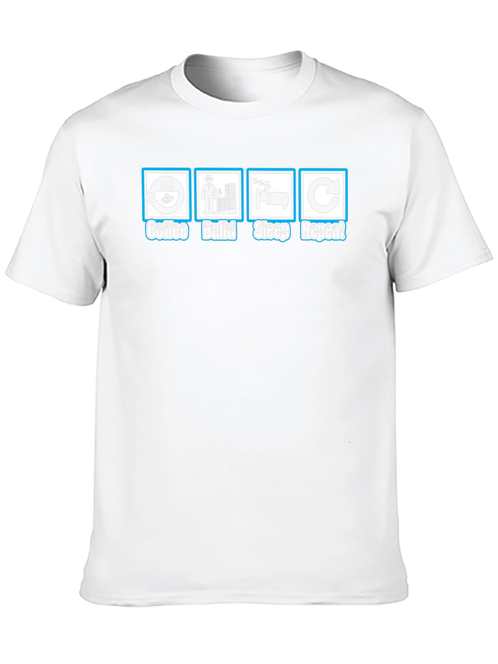 Coffee Build Sleep Repeat Black Graphic T-Shirt