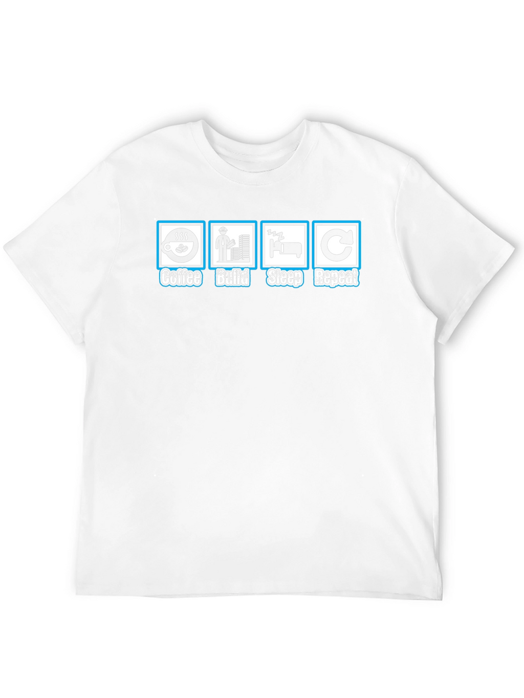 Coffee Build Sleep Repeat Black Graphic T-Shirt