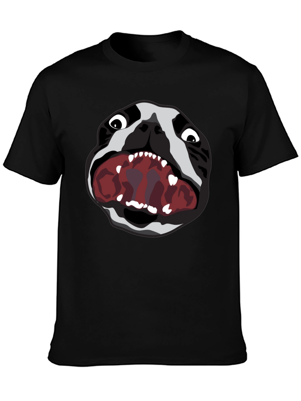 Graphic Tee: Snarling Bulldog Print - Black