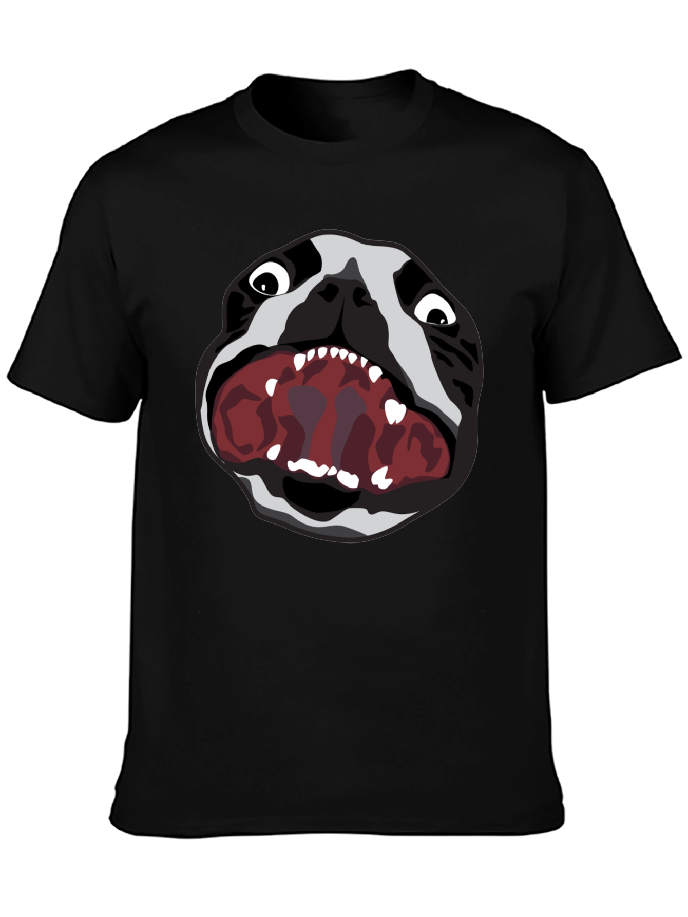 Graphic Tee: Snarling Bulldog Print - Black