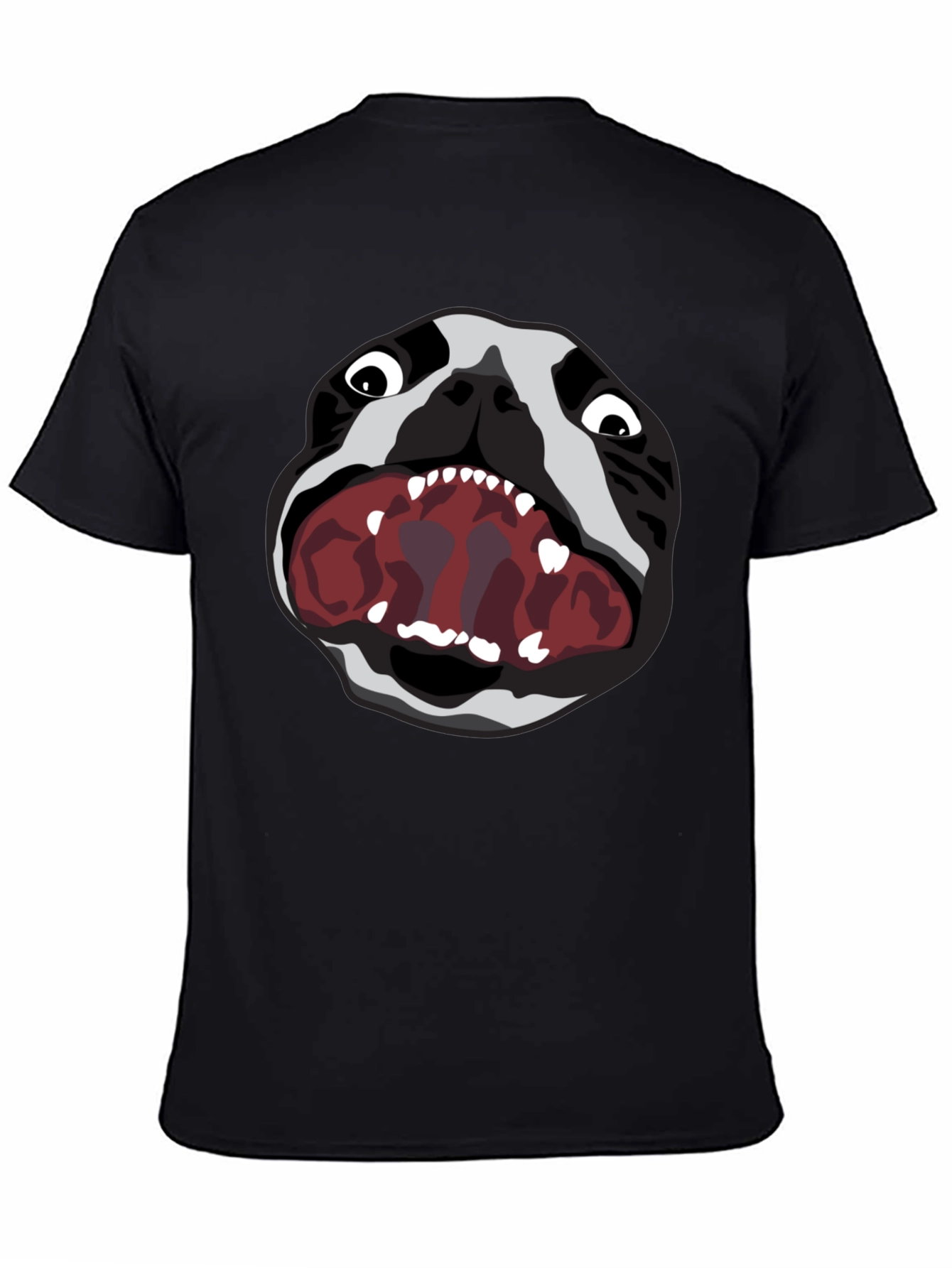 Graphic Tee: Snarling Bulldog Print - Black