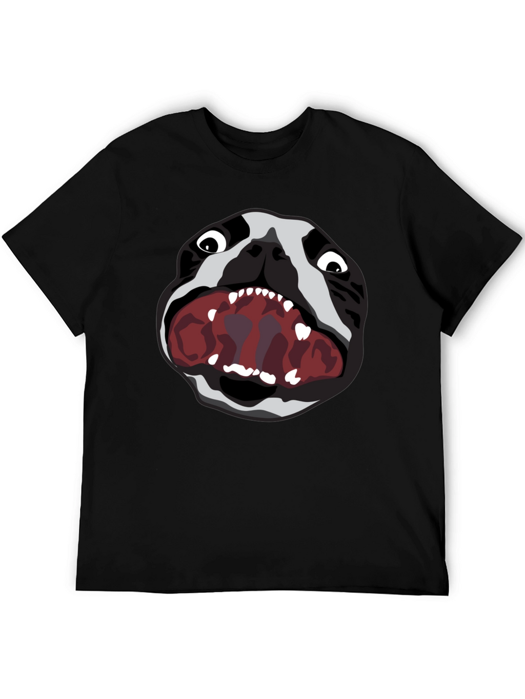 Graphic Tee: Snarling Bulldog Print - Black