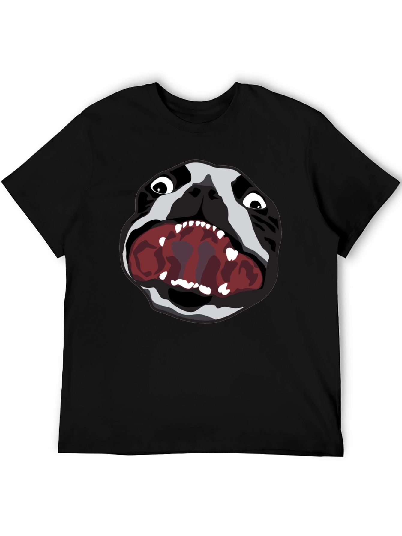 Graphic Tee: Snarling Bulldog Print - Black