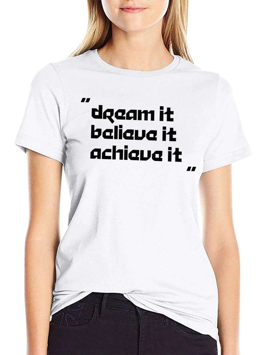 Motivational Black T-Shirt - Dream Believe Achieve