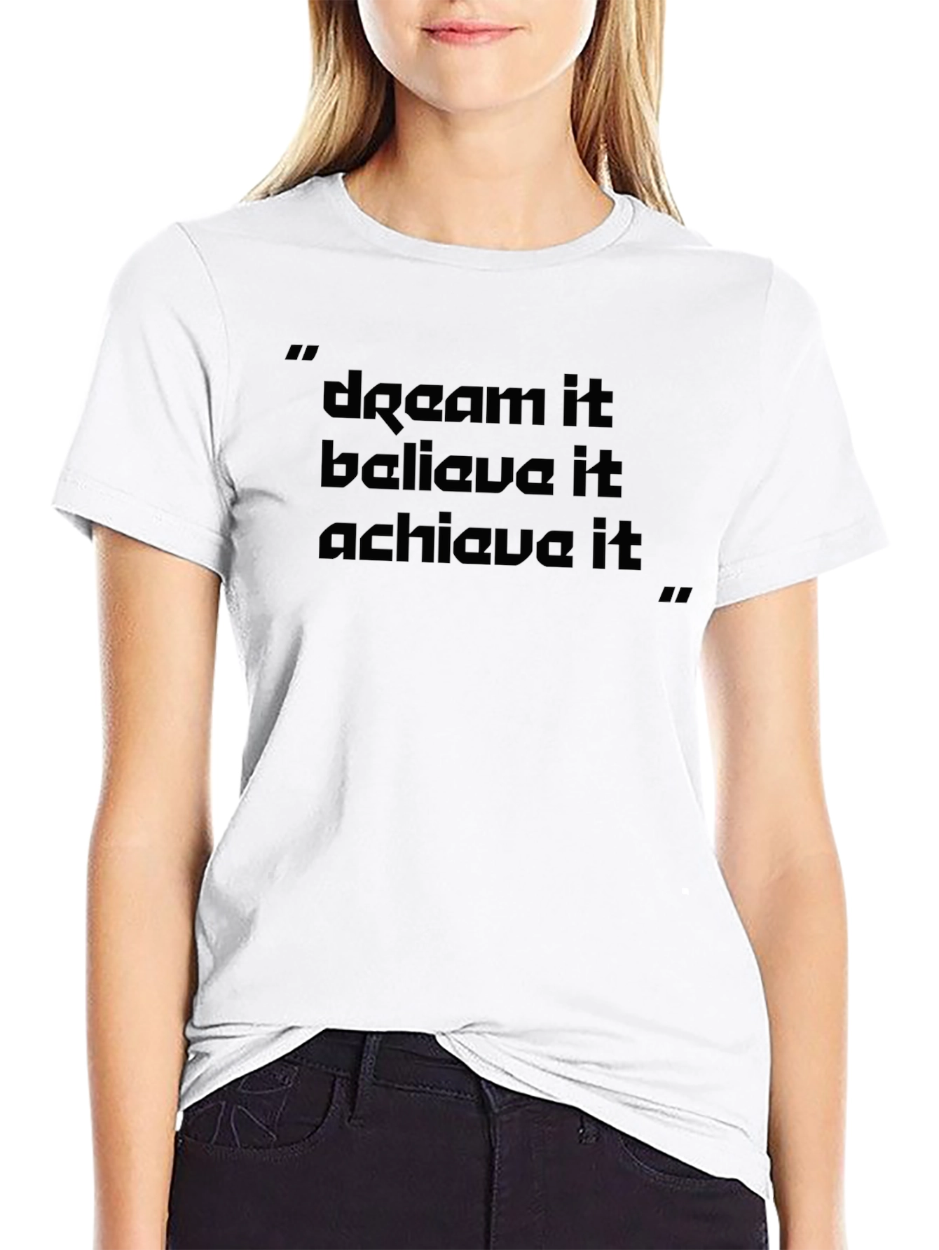 Motivational Black T-Shirt - Dream Believe Achieve