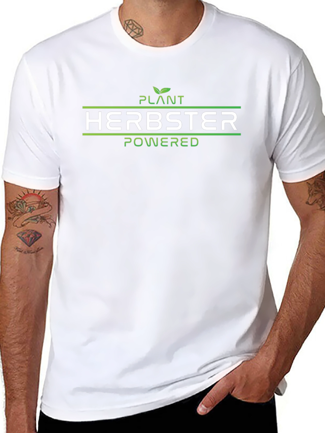 Plant Herbster Powered Black T-Shirt