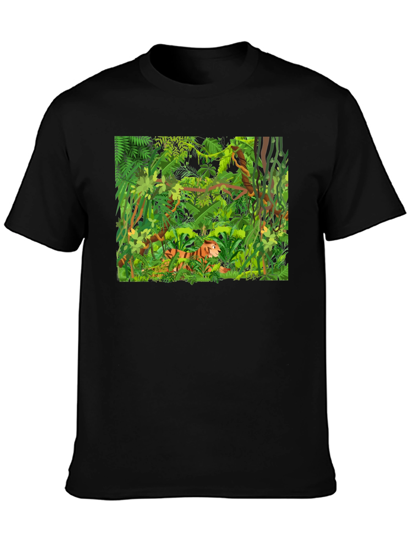 Jungle Tiger Graphic T-Shirt - Mens Black Tee
