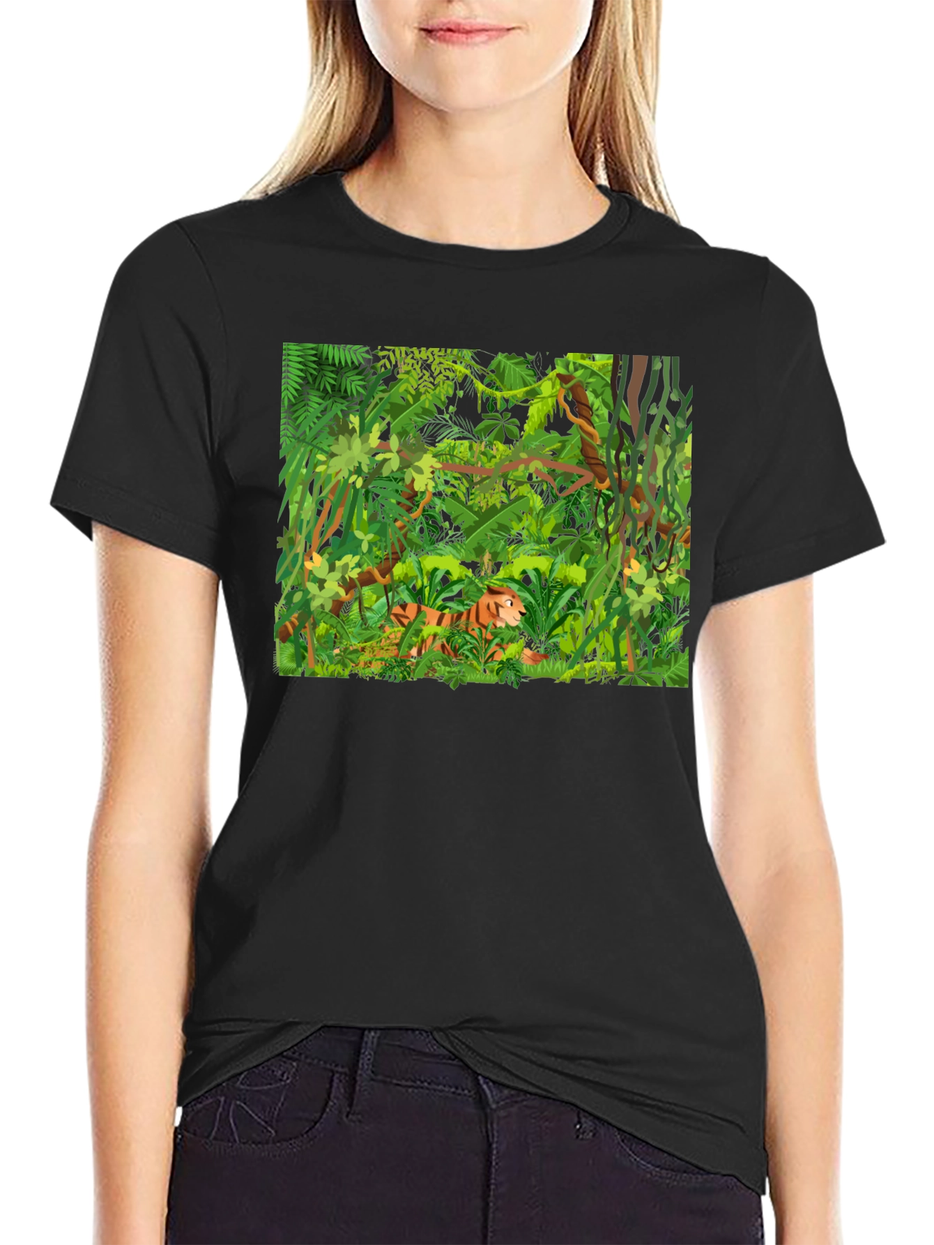 Jungle Tiger Graphic T-Shirt - Mens Black Tee
