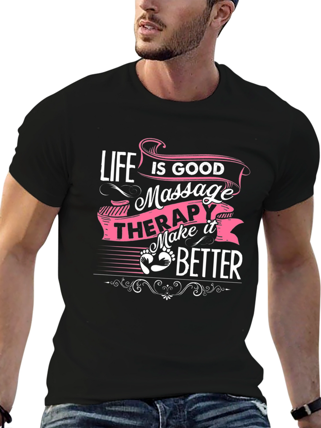 Life is Good Massage Therapy Black T-Shirt