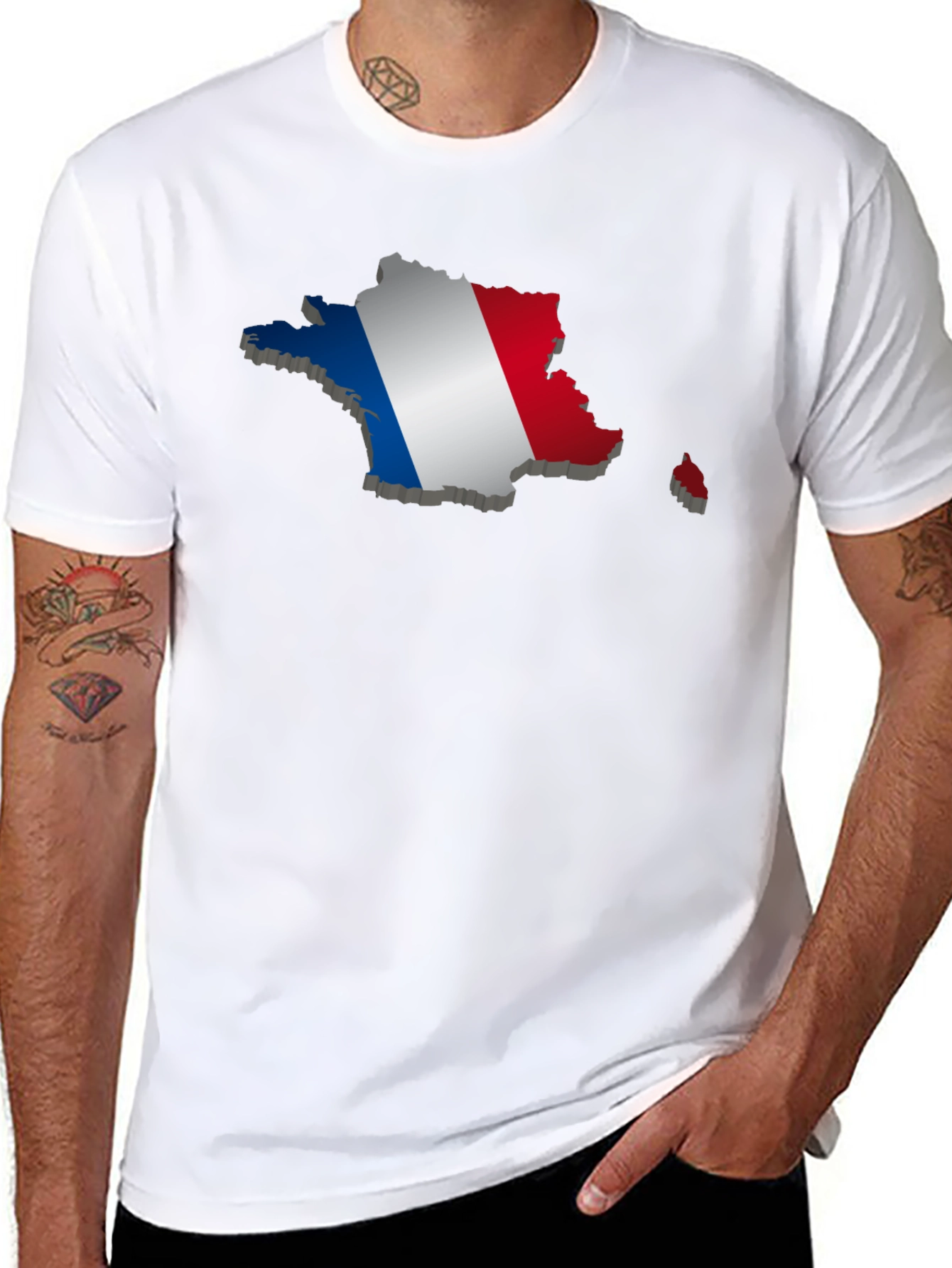 France Flag Map T-Shirt - Black Graphic Tee
