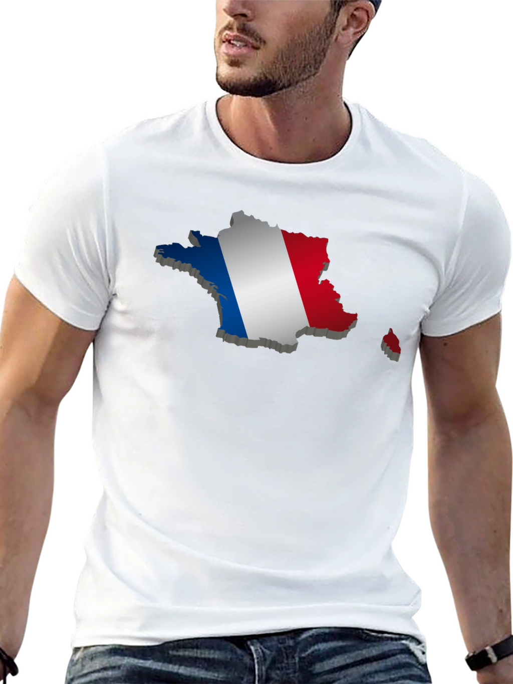 France Flag Map T-Shirt - Black Graphic Tee