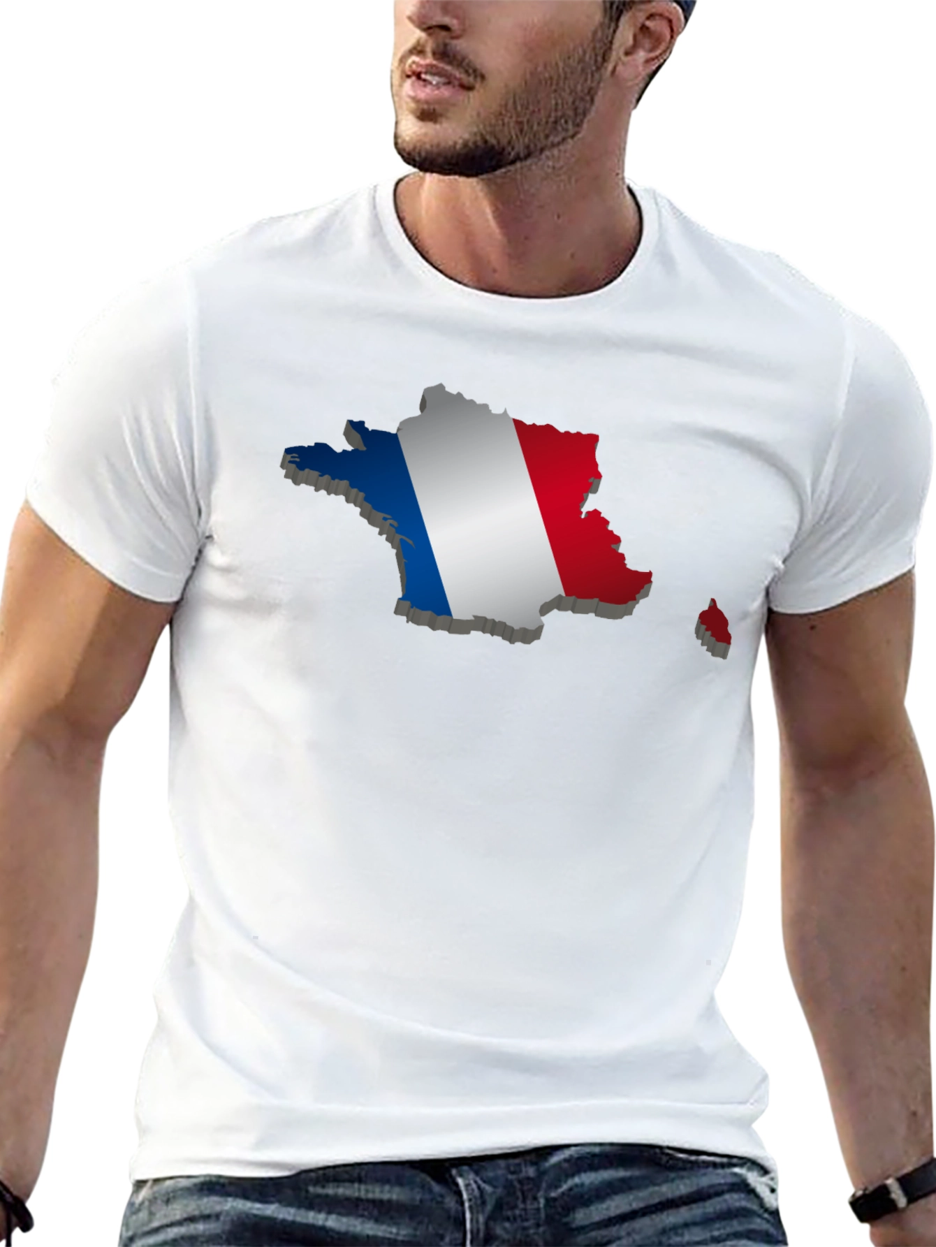 France Flag Map T-Shirt - Black Graphic Tee